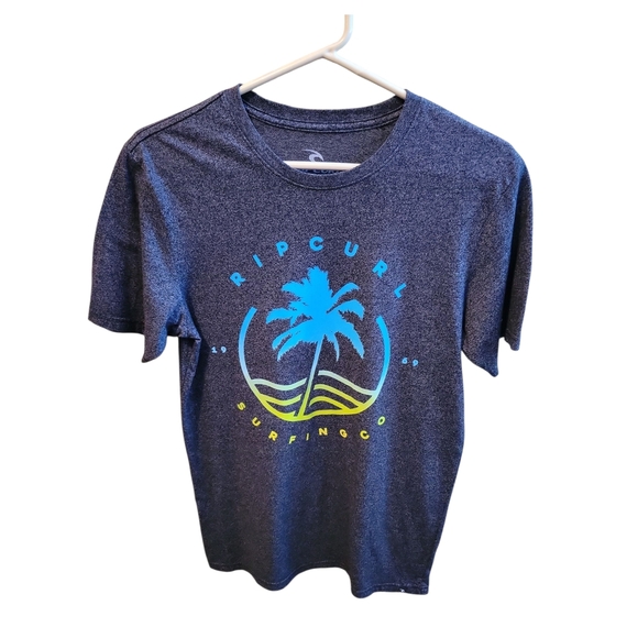 Rip Curl Charcoal Tee with Blue and Yellow Graphic Small - Picture 1 of 2